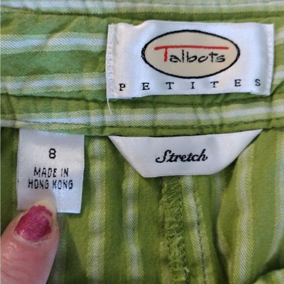 VTG 80s Lime Green Striped High Waist Stretch Mom Capri Pants SZ 8 - Picture 12 of 13